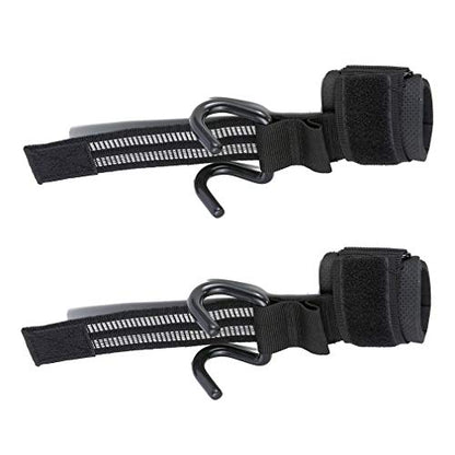 Heavy Duty Strap with pro Metal Lifting Steel Hooks Improves Grip for Weightlifting, Powerlifting, Bodybuilding & Deadlift - Neoprene Padded Wrist Wraps Provides Support for Men & Women