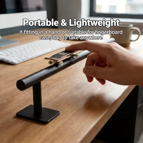 Professional Fingerboard Flat Rail Premium Solid Steel Construction Deck Ramp Skateboard Obstacle Non-Slip Foam Feet Used with Fingerboard Decks Mini Skatepark Accessory Powder Coated Finish Black