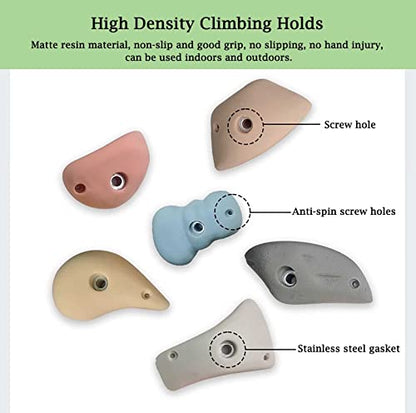 Resin Rock Climbing Holds - 10 Pcs Premium Screw-On Kits for Beginners, Ideal for Kids and Teens Climbing Walls - size: Solid wall installation