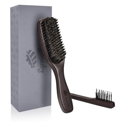 Slick Back Hair Brush Boar Bristles,Smoothing Hair Brush For Fine Hair | Adding Shine,Smoothness＆Volume | Handmade Wooden Boar Bristle Hair Brush | Designed for Fine&Thin Hair