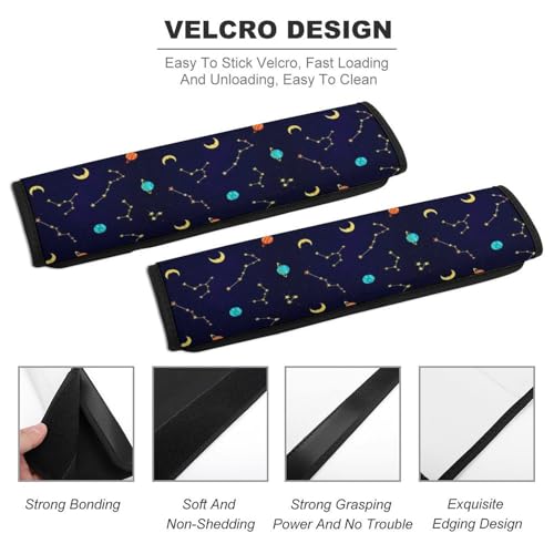 Universal Soft and Comfortable Car Seat Straps Shoulder Pads for Girls and Boys, Most Cars, 1 Pair Space Galaxy Constellation Harness Pads Strap Comfortable Driving - color: Pattern 693