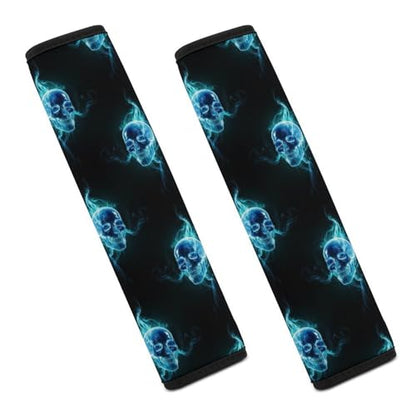 2 Pack Gothic Blue Skull Car Seat Belt Pad Soft Padded Automotive Seat Belt Protector for Child, Stroller Pushchair High Chair, Shock Absorption - color: Pattern 826