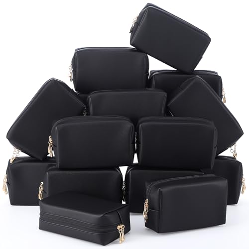 Kigeli Aesthetic Makeup Bags PU Leather Cosmetic Pouches Waterproof Plain Toiletry Bags Makeup Pouches Bulk for Women Party Gift Travel Storage Organizer(Black,7.1 x 2.8 x 4.3 in) - color: Black, size: 7.1 x 2.8 x 4.3 in