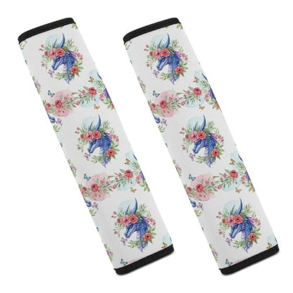 Universal Fit Seat Belt Shoulder Pad for Kids, Car Seats Pushchair Strollers High Chair Pushchair, 1 Pair Flower Dragon Automotive Seat Belt Protector - color: Pattern 279