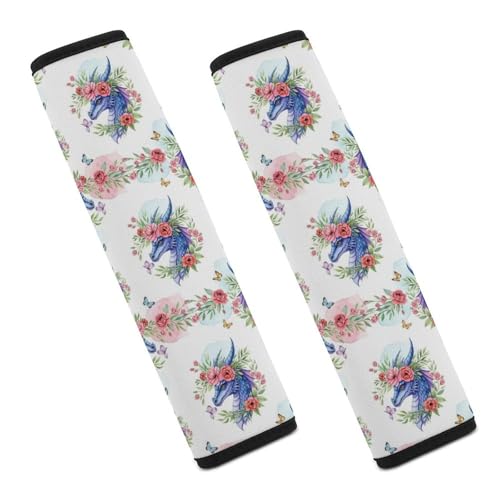 Universal Fit Seat Belt Shoulder Pad for Kids, Car Seats Pushchair Strollers High Chair Pushchair, 1 Pair Flower Dragon Automotive Seat Belt Protector - color: Pattern 279