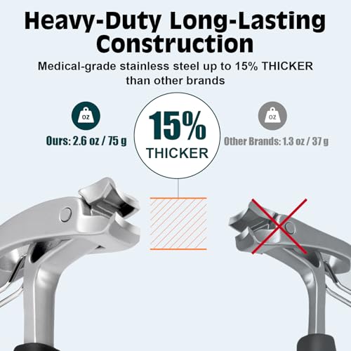 Heavy Duty Toenail Clippers for Thick Ingrown Nails Fingernail Set | Ultra Sharp All-IN-ONE Kit: 15% Thicker Premium Sturdy Podiatrist Toe Nail Care Tools. Perfect Grooming Gifts with Case - color: Black, size: 8-Pack