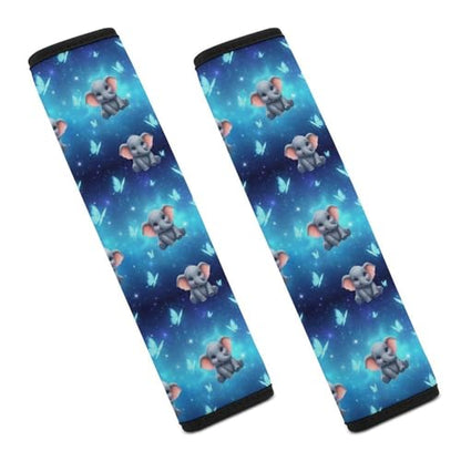 Universal Fit Seat Belt Shoulder Pad for Adult Use, Most Cars, 2 Pack Cute Butterfly Elephant Harness Pads Strap Pressure Relief - color: Pattern 686