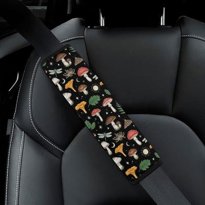 2PCS Moth Moon Wild Forests Mushrooms Seat Belt Shoulder Pad Soft Padded Harness Pads Strap for Adults and Children, All Vehicles, Anti-Slip Pad - color: Pattern 829
