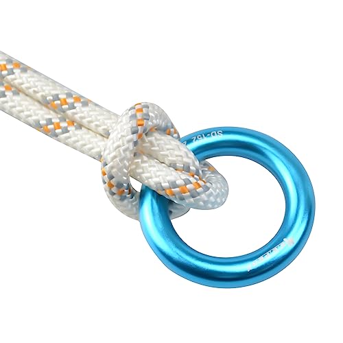 25kN Aluminum Rappel Ring, Perfect Tension O-Ring, Connection Ring for Rock Climbing, Arborist, Gold/Blue - color: big blue-2 pack