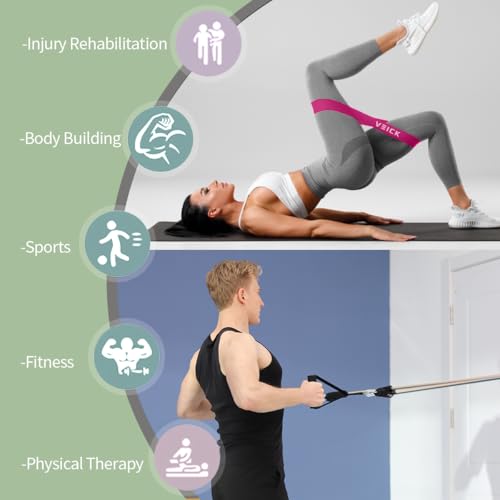 VEICK 10-150LBS Resistance Bands with Handles, Ankle Straps, Door Anchor | Accredited Lab Certified, 100% Natural Latex, Versatile for Yoga, Pilates, Strength, Home Gym - color: Green Purple, style: 10-150LBS