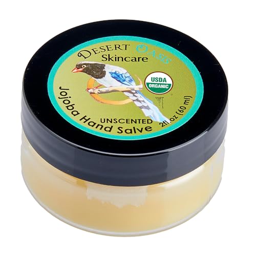 USDA Organic Unscented Jojoba Oil Hand Salve Fragrance-Free (2 oz) | Over 50% Jojoba Oil with Beeswax & Avocado Oil – Rich Conditioning Balm for Sensitive Skin, Dry Hands & Cuticles 60g