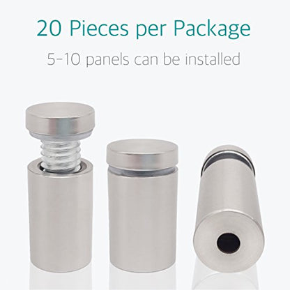 Lantee Sign Standoffs - 1/2" x 3/4" Glass Standoff Wall Mounts Screws Hardware Kit, Stainless Steel Standoff Bolts, 12x20mm, 20 Pcs - color: Silver, size: 1/2" x 3/4" / 12 x 20mm