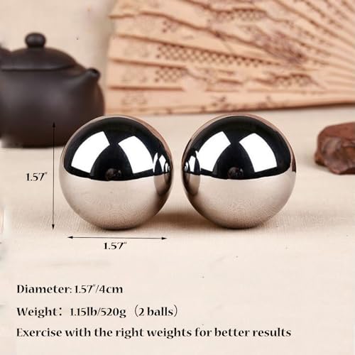 Stainless Steel Baoding Balls Set,1.57 Inches Chinese Health Balls, Metal Stress Relief Hand Massage Balls No Chime for Hand Exercise, Hands Therapy - size: Medium-1 .57"