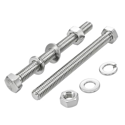 （16 Sets 1/4-20x3 Hex Bolt,Nut, Flat Washer & Split Lock Washer Assortment Kit,64Pcs 304 Stainless Steel SAE Fastener Set,Ideal for Mechanical Assembly, Equipment Repair and DIY Projects - size: 1/4-20x3" 16sets