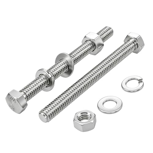 （12 Sets 1/4-20x5 Hex Bolt,Nut, Flat Washer & Split Lock Washer Assortment Kit,48Pcs 304 Stainless Steel SAE Fastener Set,Ideal for Mechanical Assembly, Equipment Repair and DIY Projects - size: 1/4-20x5" 12sets