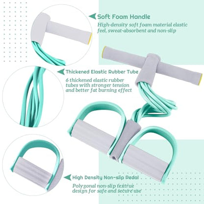 Women Fitness Exercise Equipment Trainer Set Pedal Resistance Band | Leg Arm Thigh Resistance Bands, Women Fitness Workout Equipment, Pedal Resistance Band with Handle, Yoga Pilates Body Fitness - color: Green