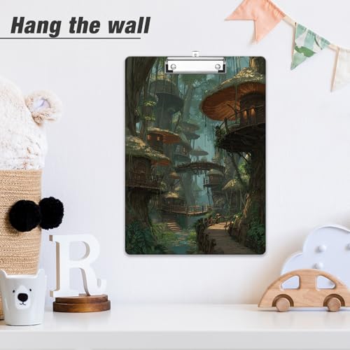 Rimilak Wood Clipboard, 8.5x11 Hardboard Clip Board, Jungle Cabin | Fun Design, Cute Custom Pattern, 9 x 12.5 in Letter Size for Classroom, Teachers, Kid, Woman, School & Office Supply - color: Jungle Cabin