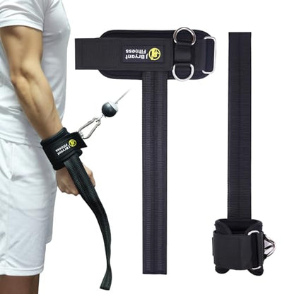 J Bryant Double D-Ring Weight Lifting Wrist Cuffs; Non-Slip Padded Support for Deadlifts, Bodybuilding, Strength Training & Cable Machine Workouts
