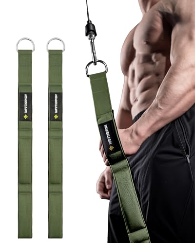 MANUEKLEAR 3 Grip Lengths in 1 Tricep Rope Cable Attachment with Ergonomic Handles, Greater ROM for Tricep Push Down Attachment Professional Gym Rope for Overhead Extension - color: Green 2pcs