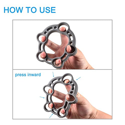 uxcell Finger Stretcher Exerciser, 50LB Silicone Hand Grip Strengthener Finger Strength Trainer for Rock Climbing Athletes Workout Gray
