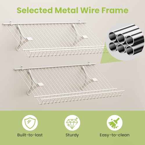 Tangkula 2 Pack Wall Mounted Shoe Rack, Sloping Shoe Organizer with Heightened Edge & Strong Brackets, Hanging Shoe Shelves for Entrance, Hallway, Bedroom, Space Saving