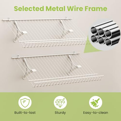 Tangkula 2 Pack Wall Mounted Shoe Rack, Sloping Shoe Organizer with Heightened Edge & Strong Brackets, Hanging Shoe Shelves for Entrance, Hallway, Bedroom, Space Saving