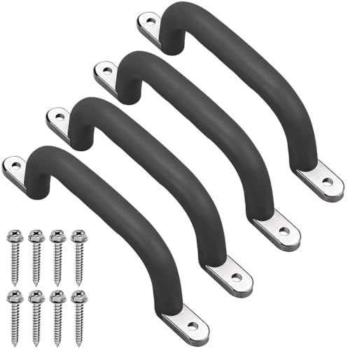 Dolibest 9.64'' Safety Handles, Non-Slip Swing Set Grips for Playset, Climbing Frame, Play House, Indoor Monkey Bars & Treehouse Accessories, Black (4Pack) - color: Black 4pcs