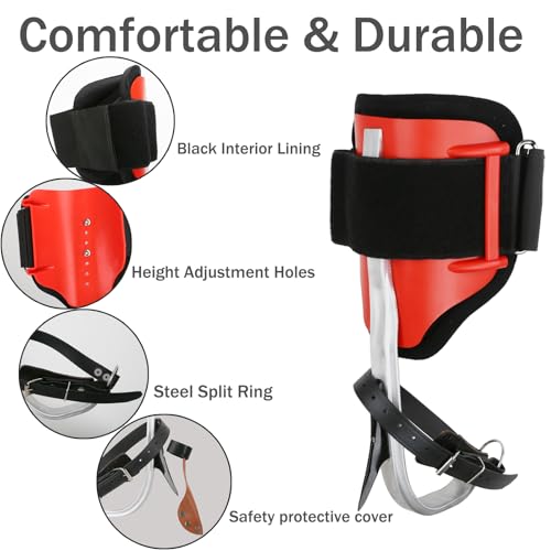 Tree Climbing Spikes Set,Tree Climbing Gear, 1 Pair Alloy Steel Climbing Spurs,350lbs Load Capacity, Arborist Equipment for Climbers, Fruit Picking and Lumberjack - color: Red Climbing Spikes Set B