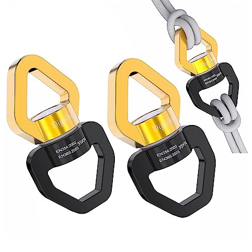 35KN Swing Swivel, Indoor Outdoor Spinner, Black Gold, 2 Pack | For hanging chairs, aerial yoga, hammocks, tire swings, kids' swings, gym rings, web tree swings, smooth rotation - color: Black Gold, size: 2 pack