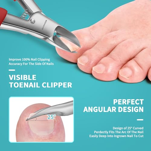 Toenail Clippers for Ingrown & Thick Toenails - Heavy Duty Toe Nail Clippers for Remove Side Ingrown Toenail with Angled Sharp Blades, Professional Pedicure Tool with Long Handle for Seniors & Men - style: Paronychia Nemesis - Red Kit