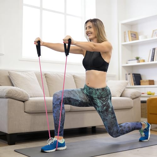 RitFit Single Resistance Exercise Band with Comfortable Handles - Ideal for Physical Therapy, Strength Training, Muscle Toning - Foam Padding Door Anchor and Starter Guide Included - size: 35-40lbs