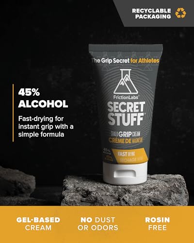 Friction Labs Quick Grip Secret Stuff Liquid Chalk for Athletes - Made in USA - Skin Friendly - Rock Climbing, Weightlifting, Gym, Tennis - Trusted by 100+ Pro Athletes - Best Workout Chalk - 75mL - style: Original - With Alcohol