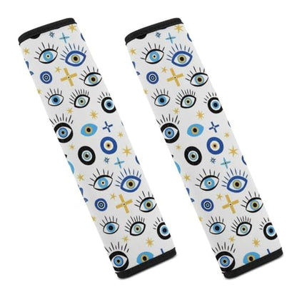 2 Pack Universal Soft and Comfortable Seat Belt Cover for Kids, Car Seats Pushchair Strollers High Chair Pushchair, Hamsa Eyes Hand Magic Evil Eye Print Seat Belt Cushion - color: Pattern 709