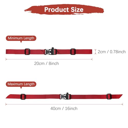Backpack Chest Strap Sternum Straps with Emergency Whistle Buckle for Backpack Replacement & Hiking - color: Black & Red