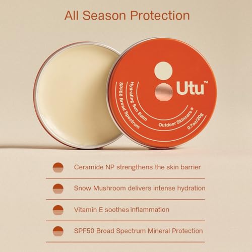 UTU - Sun Balm Face & Lip Protector SPF 50 Mineral Sunscreen (20g | 0.7oz) | Hydrating with Vitamin E, Snow Mushroom + Ceramide NP | Reef Safe, Cruelty Free, Broad Spectrum