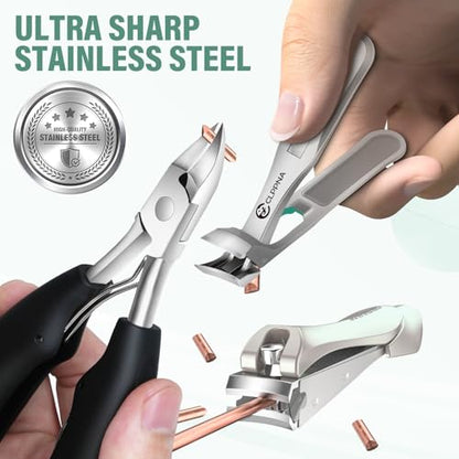 Toenail Clippers for Thick Toenails for Seniors, Angled Head Large Toe Nail Clippers for Ingrown Nails, Sharp Nail Cutter with Catcher Long Handle, Heavy Duty Nail Clippers Set for Thick Toenails - style: Professional Nail Clipper Set