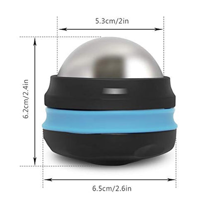 AHIER Cold Massage Roller Ball, Stainless Steel Cold Therapy Relief, Free Rolling Removable Gel Ball Deep Tissue Massage Pain Relief, Great Tool for Back/Neck Pain, Muscles Recovery (Black) - color: Blue Black