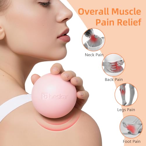 Massage Lacrosse Balls for Myofascial Release, Trigger Point Therapy | Foot Massage Ball to Relieve Plantar Fasciitis, Muscle Soreness - color: Pink