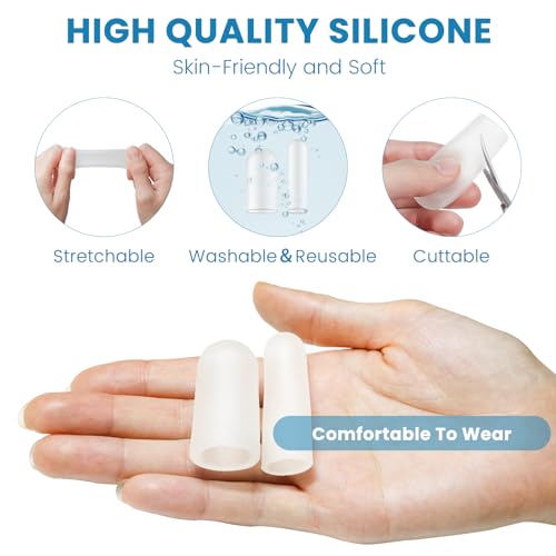 20Pcs Gel Finger Cots, Small Silicone Finger Protectors Sleeves, Fingertip Cover Caps to Heal Cracked, Eczema, Peeling, Hangnails, Corn, Calluses - size: medium and Small