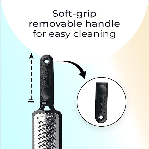 Microplane Colossal Foot File Scraper - The Original Stainless Steel Foot Rasp, Dead Skin/Callus Remover for Feet, Gentle Foot Scrubber, Pedicure Tools for Salon-Quality Foot Care, Black - style: Black