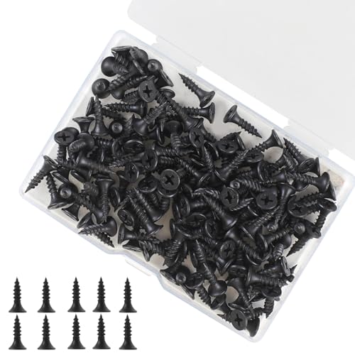 Black Wood Screws 163PCS #6x1/2 Flat Head Self-Tapping | Indoor Furniture, Woodworking, Electrophoresis Coated, Phillips Drive, Corrosion Resistant, DIY Home - color: Black 163 pcs
