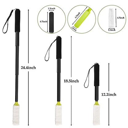 Toe Cleaning Brush,Foot Brush with Reusable Drying Covers.Foot Scrubber with Telescopic Aluminum Alloy 12"-24",Long- Handled Toe Lotion Applicator for Seniors,Elderly, Disabled Men and Women