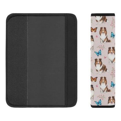 Soft Padded Car Seat Belt Pad for Child, Most Cars, 2 Piece Butterflies Pet Dog Puppy Shetland Sheepdog Seat Belt Cushion Comfortable Driving - color: Pattern 858