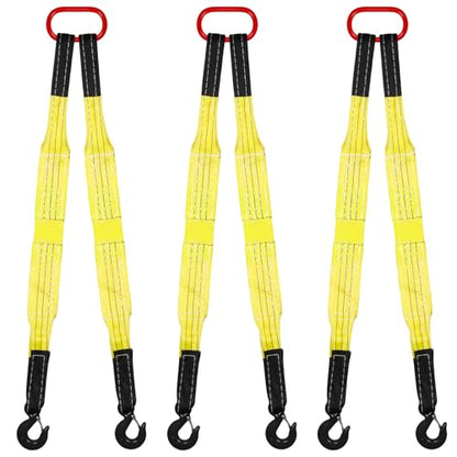 2 Pack Lifting Slings Straps with Hooks Web Slings Capacity Polyester Bridle Sling Heavy Duty Two Leg Lifting Straps for Engines Cranes Hoists Truck (3.3ft,Yellow) - color: Yellow, size: 3.3ft