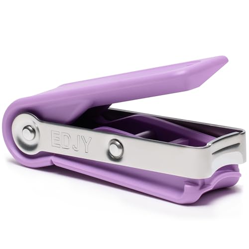 EDJY Fingernail Cutter - Precision Stainless Steel Nail Cutter for Fingernails | Sharp Blade, Ergonomic Design, Durable & Rust-Resistant | Ideal for Men and Women | Lilac - color: Lilac