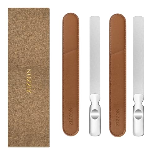 ZIZZON Professional Stainless Steel Nail Files Double Sided for Women and Men, Heavy Duty Reusable Manicure Filer for Natural Nails, Great for Home Salon or Travel Use 2 Pieces