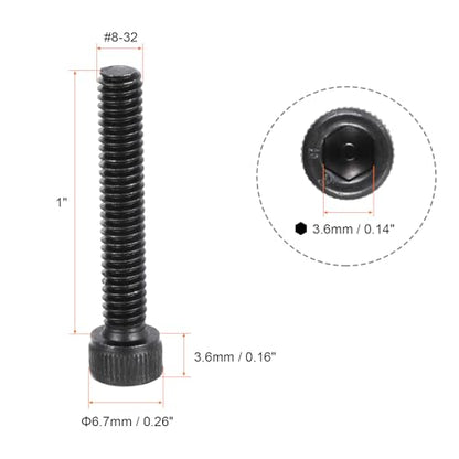 uxcell #8-32x1" Hex Socket Head Cap Screw Bolts 12.9 Grade Alloy Steel 25pcs - size: #8-32x1"