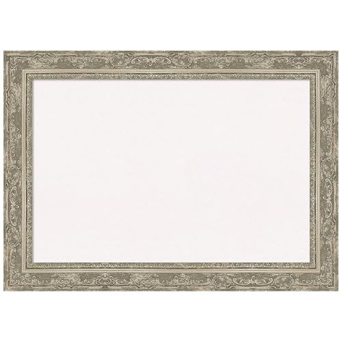 Amanti Art White Cork Board for Wall, 20x28 Vision Board with Silver Frame, Medium Corkboard Office Decor for Home Organization, Traditional Corkboard Pinboard to Display Items for Home Organization - color: Filigree Silver, size: 28" x 20"