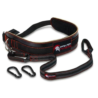 Dark Iron Fitness Dip Belt – Padded Leather Weight Lifting Belts w/ 40 Inch Strap for Squats & Pull Ups - Men & Women Weightlifting up to 270lbs