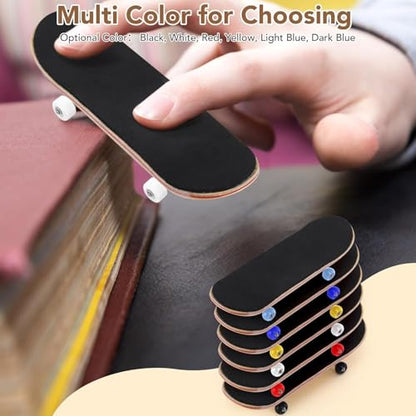 Yosoo Health Gear Finger Skateboards, Finger Board, Tool Kit, 1Pc Maple Wooden Alloy Fingerboard Finger Skateboards with Box Reduce Pressure People Gifts - color: Black